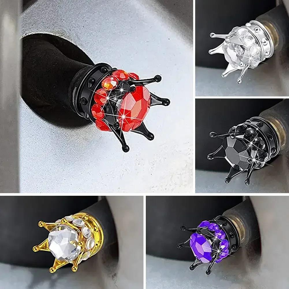 4PCS Car Wheel Tire Valve Caps Cover Crown Shape Bling Diamond Tyre Stem Dust Valve Caps Truck Car Motorcycle Bicycle Air Cover Stem Caps1