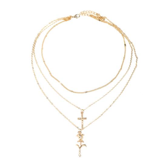

Многослойное колье-колье в стиле бохо золотого тона с подвеской в ​​виде розы и креста, женские ювелирные изделия золотистый