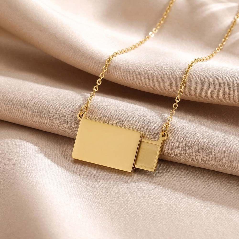 Handmade Photo Envelope Pendant Titanium Steel Couple Locket Jewelry Accessories