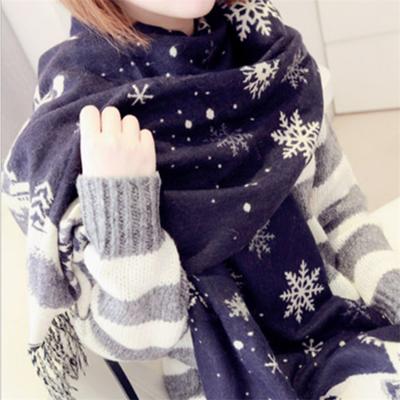 Fashion Snowflake Deer Scarf, Enlarged Size Fringed Imitation Cashmere Scarf, Dual-purpose Women's Scarf