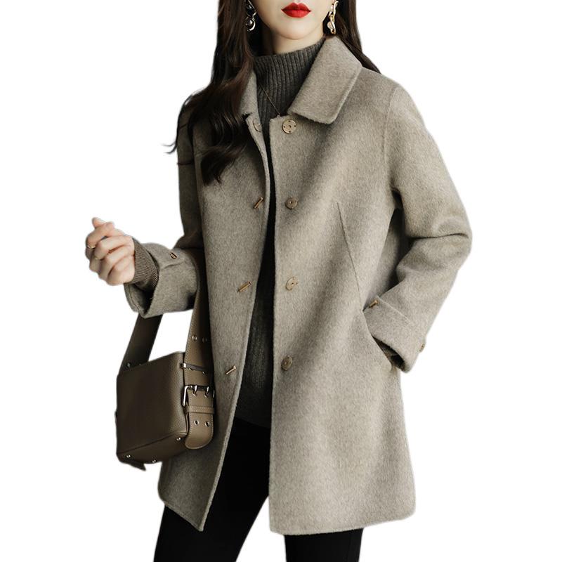 Płaszcz wełniany Main Mu 2024 Zima Petite Wyszczuplający – Modny i Wszechstronny Styl Casual