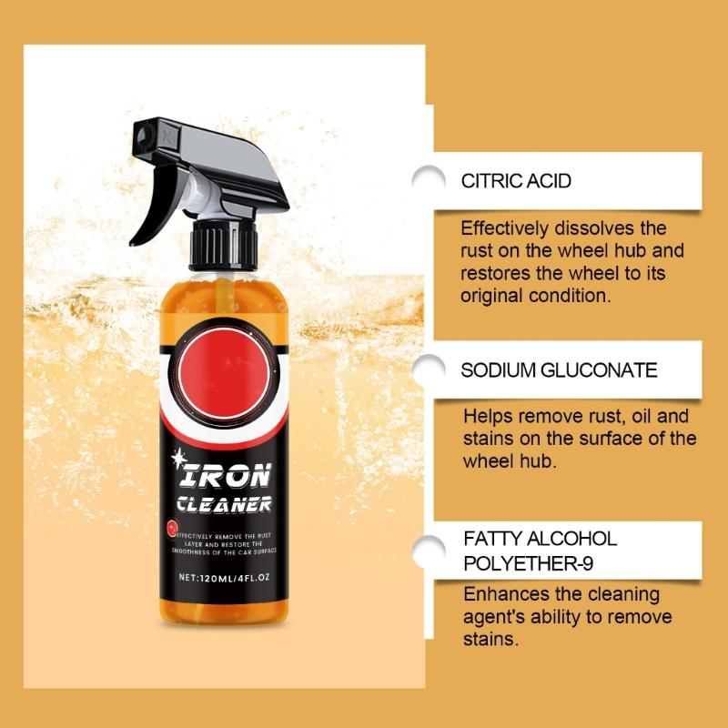 Nettoyant Professionnel 120ml Détachant Rouille Surfaces Multiples Nettoyant Taches de Rouille pour Métal Chaîne de Voiture Dissolveur de Rouille