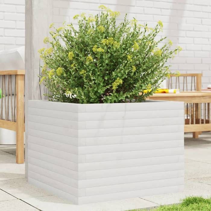 VidaXL Planter White 60x60x45.5 Cm Solid Pine Wood, Outdoor Planter, Flower Box, Plant Box, Planter 847249
