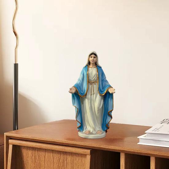 Yousheng Blessed Mother Virgin Mary Statue with Open Arm Religious Catholic Sculpture Hand Painted Saint Mary Figurine for Indoor Home Decor