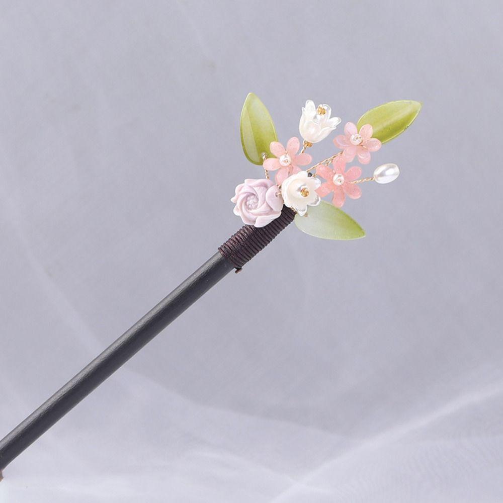 Kinesisk stil Flower Hair Stick Dusk Hanfu Hair Stick Elegant Pearl Hair Stick Girl