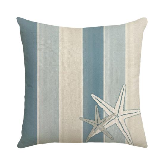 Ocean Style Pillowcase, Fade Resistant Cushion Cover, with Plants Shells Design, Pillow Case for Sofa Couch Decoration
