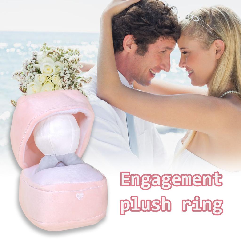 Love Heart Ring Box Plush Toy For Super Big Rings Box Set Valentine'S Day Gift Wedding Diamond Ring Doll Dog Wedding Engagement