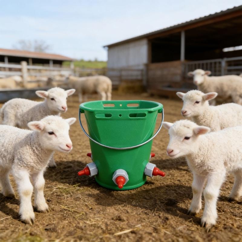 Secchio Appeso con 1/2/3 Tettarelle per Alimentazione Agnelli Vitelli Suinetti Strumento Durevole per L'allattamento di Animali Multipli Attrezzatura per L'abbeveraggio da Fattoria