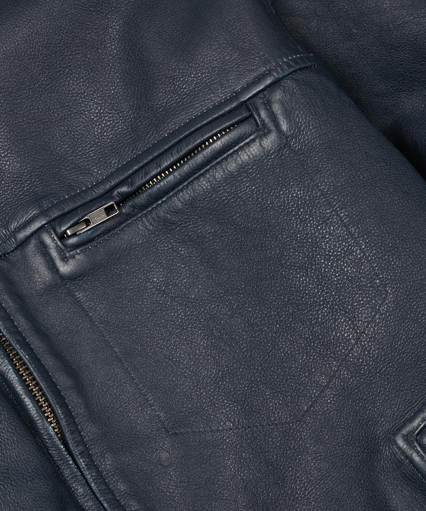 Frizmworks Destroyed Cowhide Leather Jacket _ Washed Navy