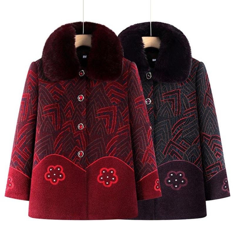 Winter clothing autumn and winter coat mink warm old lady velvet thickened clothes coat women
