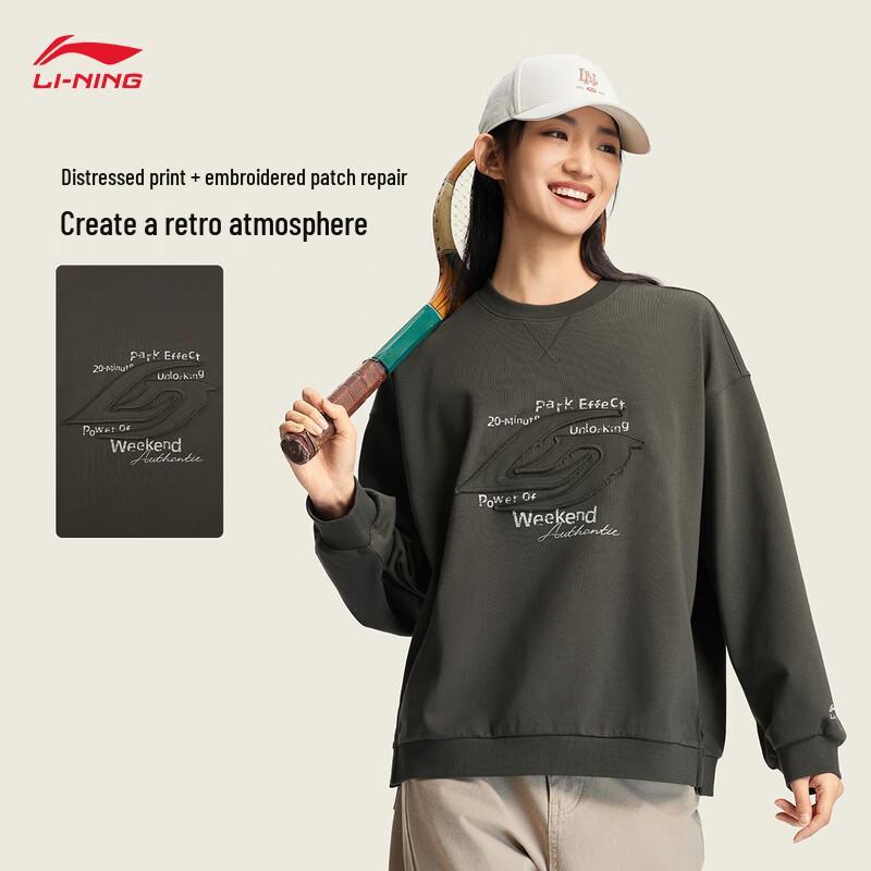 Li-Ning Women s Pullover Crewneck Sweatshirt AWDW376 XL