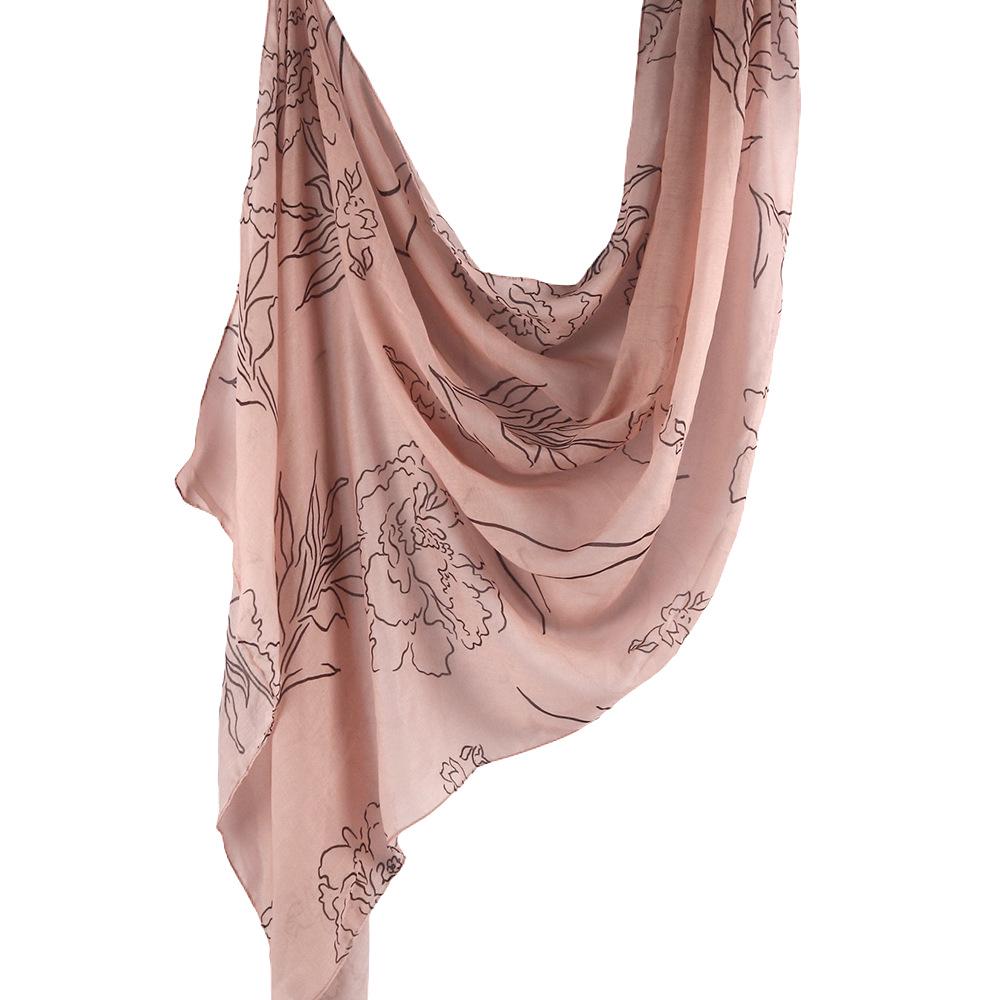 "Ethnic Watercolor Modal Cotton Shawl Satin Print Scarf for Women"