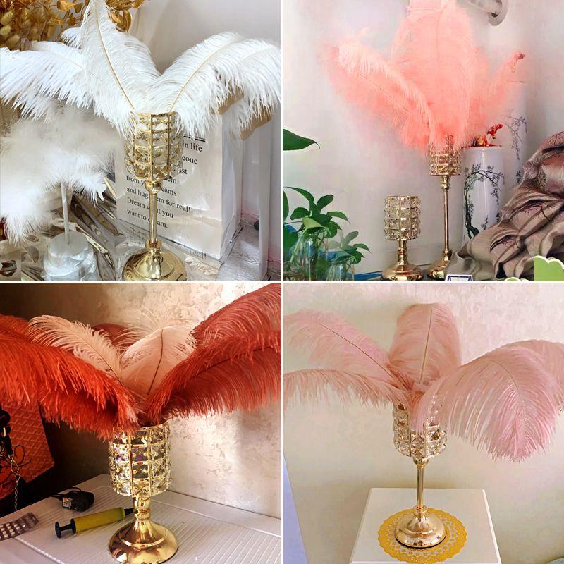 Nordic Candlestick Ornaments, Golden Light Luxury Crystal Home Living Room Table Decoration, Romantic Feather Candlestick New Product
