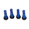 Set 4 Kits TR 41 Chrome Blue Color Snap-In Tire Valve Stems Short Black Rubber