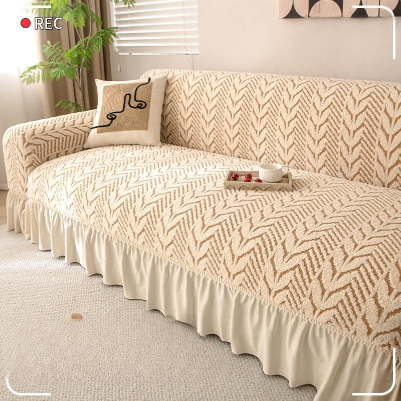 New Skirted Sofa Cover Light Luxury All Inclusive All Purpose Cover  Plush Autumn and Winter Anti Cat Scratch Cover Fabric