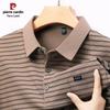 Pierre Cardin Men's Striped Print Long Sleeve Polo Shirt