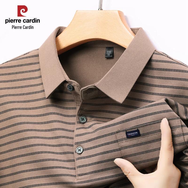 Pierre Cardin Men's Striped Print Long Sleeve Polo Shirt