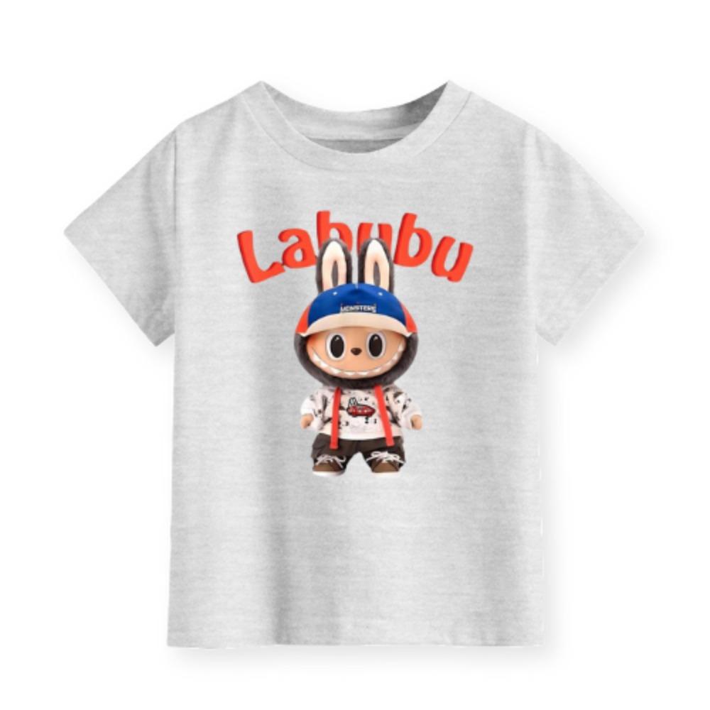 

Новая детская футболка Labubu Мультяшный принт LABUBU Круглый вырез Короткий рукав Повседневная Универсальная Топ для девочек 100