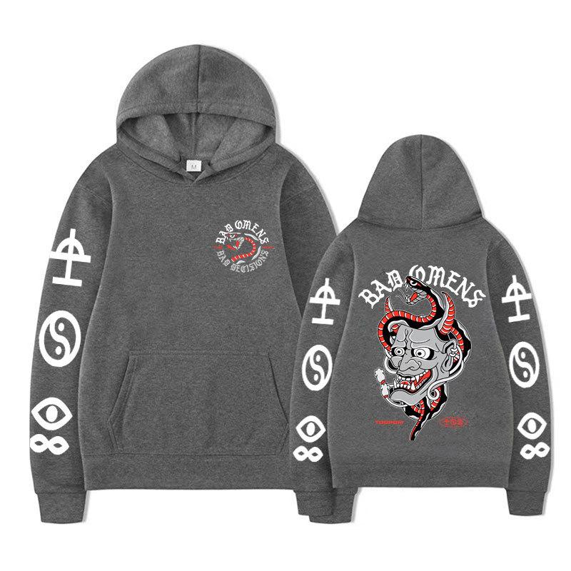 Bad Omens Tour Concert Hoodie Rock Band Hip Hop Punk Hoodie Vintage Unisex Men Vintage Graphic Tops Oversize Clothing