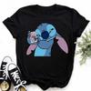 Disney Lilo Stitch Cute Cartoon Print Women T-Shirt Summer Streetwear Short Sleeve T Shirt Fashion Casual Female Clothes Tops
