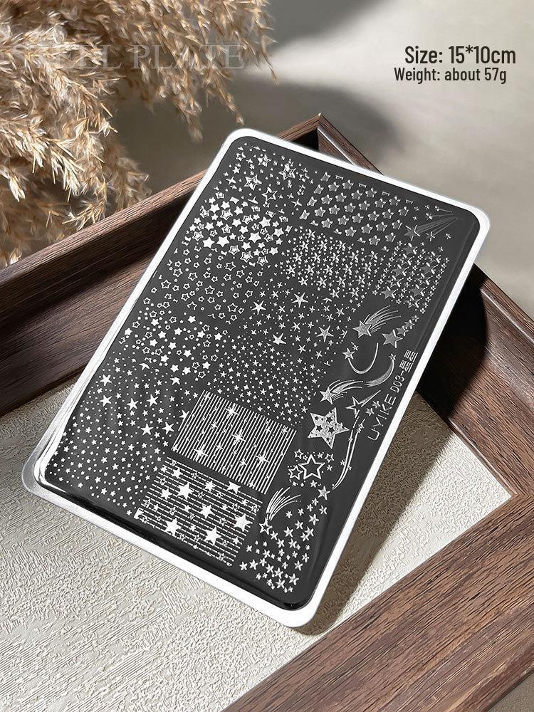 Nail Art Stamping Plates - Star, Polka Dot, Lines, Grid Lace Textures