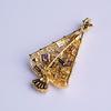"Colorful Zircon and Pearl Christmas Tree Brooch - Gold-Plated Holiday Pin"
