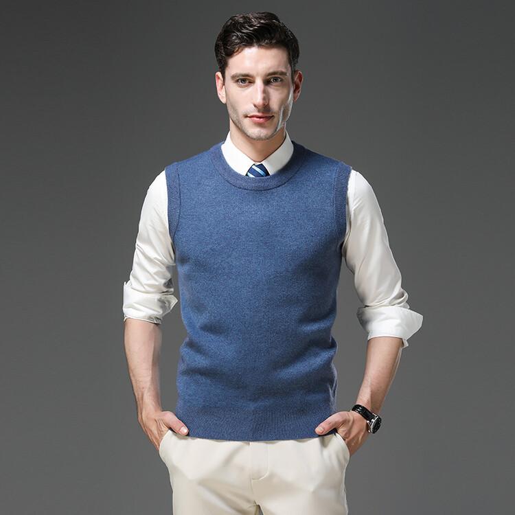 Spring and Autumn Men's Knitted Sweater Bottom Shirt Crew Neck Sleeveless T-Shirt Knitted Vest Vest