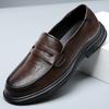 Men's shoes 2025 spring new leather platform foot cover dress business leather shoes men's one-pedal casual Doudou shoes
