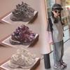 New Autumn Style Mesh Breathable Strap Dad Shoes for Boys and Girls Soft Bottom Non-slip Running Shoes