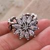New Arrival Luxury Shiny CZ Zircon Snowflake Thai Silver Lady Wedding Ring Bridal Ceremony Propose Jewellery