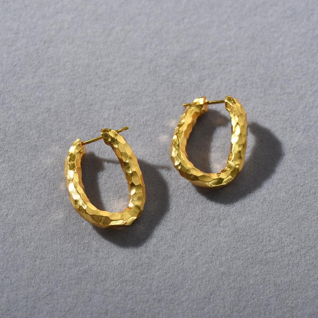 Fashion Personality Simple Brass Plated 18K Real Gold Irregular Section U-Shaped Ear Buckle Earrings Niche Earrings Women