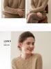 2025 Autumn/Winter Retro Old Money Style Women's Cashmere Round Neck Cable Knit Loose Sweater - Solid Color Base Layer