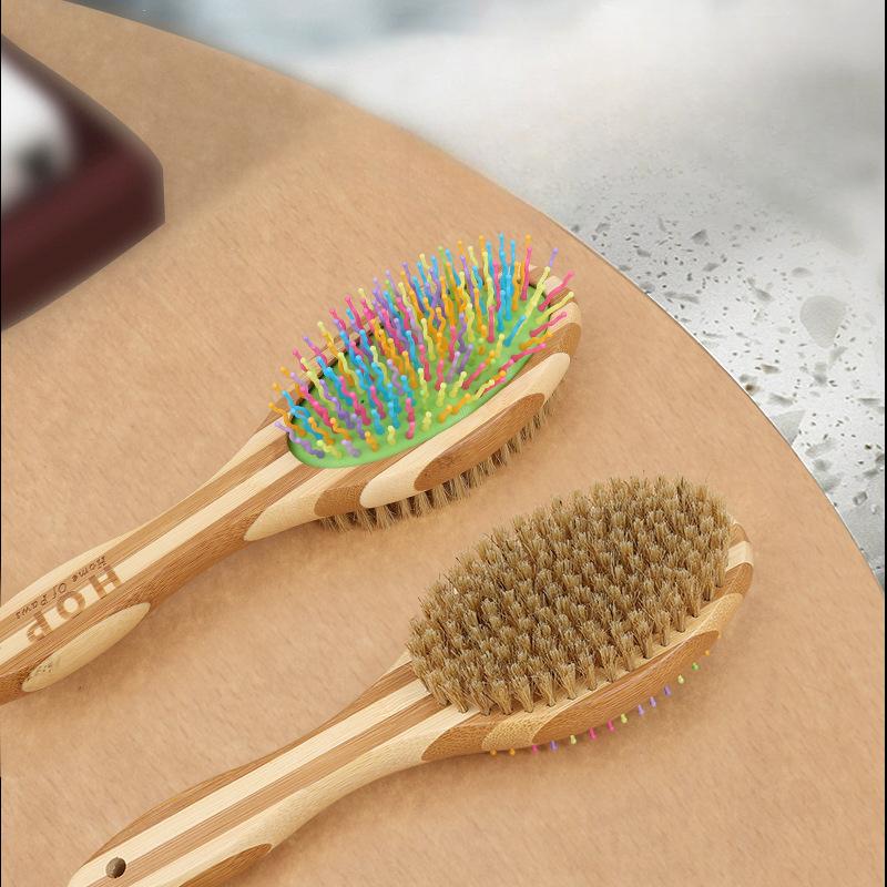 

Dog Brush Bamboo Dogs Comb Double-sided Hair Pet Grooming Massage Stainless Steel Remover Supplies