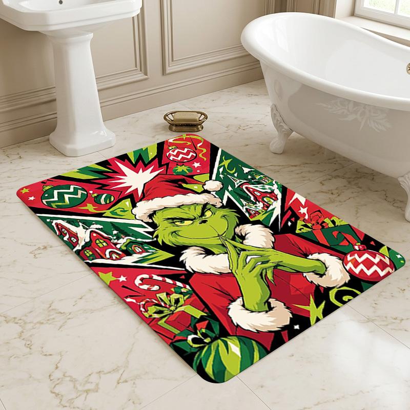 Tappeto Antiscivolo Soggiorno Festivo Grinch Tappeto Morbido per Camera da Letto Sala Giochi Divano Ufficio Arredamento Casa Zerbino Regalo di Natale C9211486