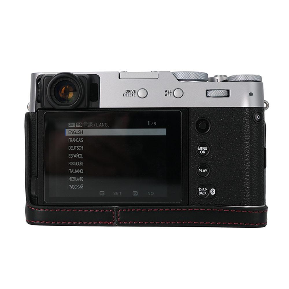 Meia Capa de Câmera para Pele Oleosa para Fujifilm X100VI Fuji X100VI Couro PU Tampa com Abertura Inferior