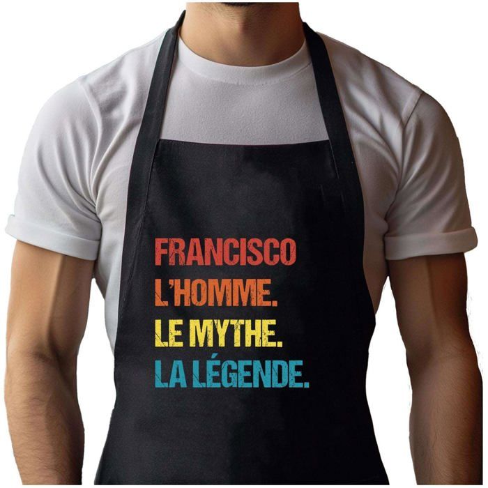 Tablier de cuisine - Francisco - Noir - Motif breton - Coton résistant