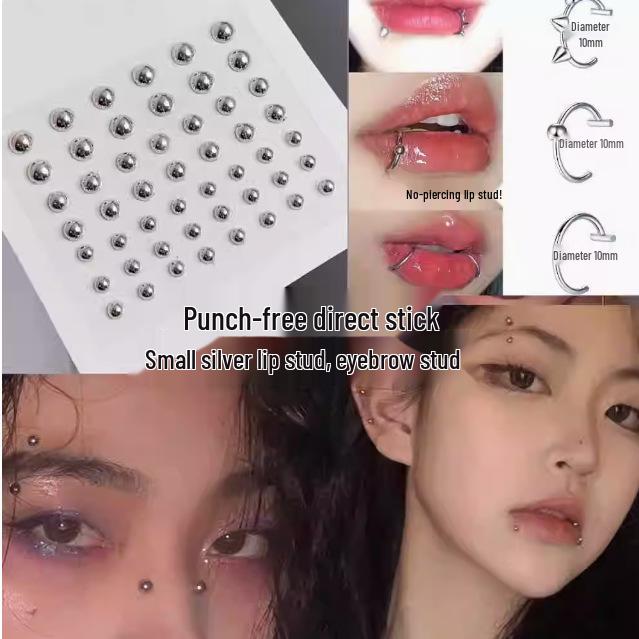 Titanium Steel Lip Stud Sticker: Trendy Fake Piercing Ring for Men & Women - Cool Disco Jewelry Accessory