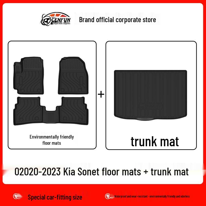 Kia Sonet 2020-2023 TPE Floor and Trunk Mats: Eco-Friendly, Odorless, Waterproof