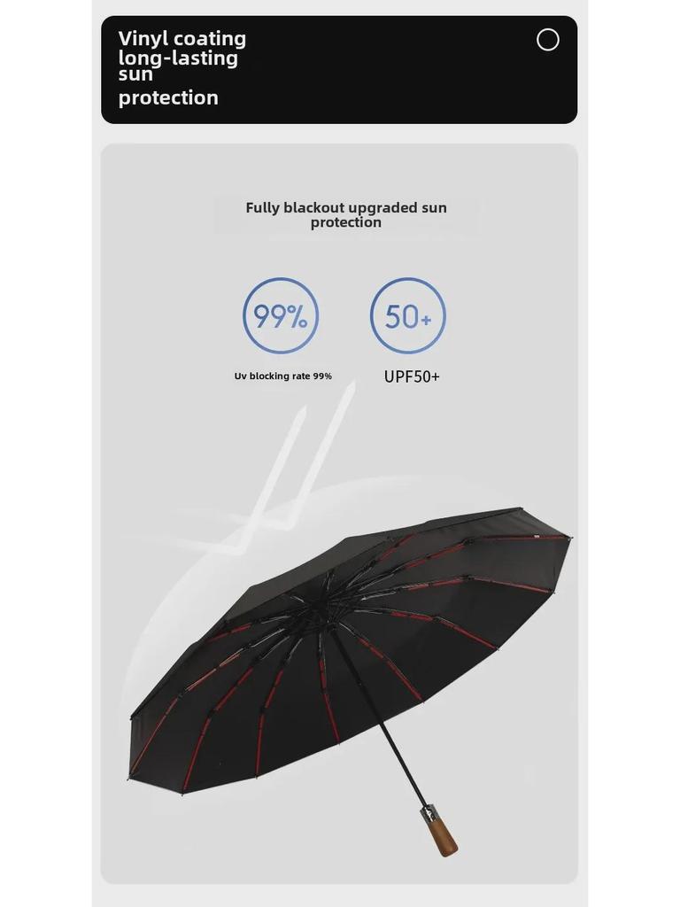 Premium Double-Sized Wind-Resistant Folding Umbrella with UV Protection for Men.