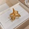 Flashbuy 1pc Gold Color Creative Design Irregular Starfish Stainless Steel Unique Ring For Women Fashion Zircon