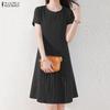 Women Summer Casual Round Neck Short Sleeve Dress