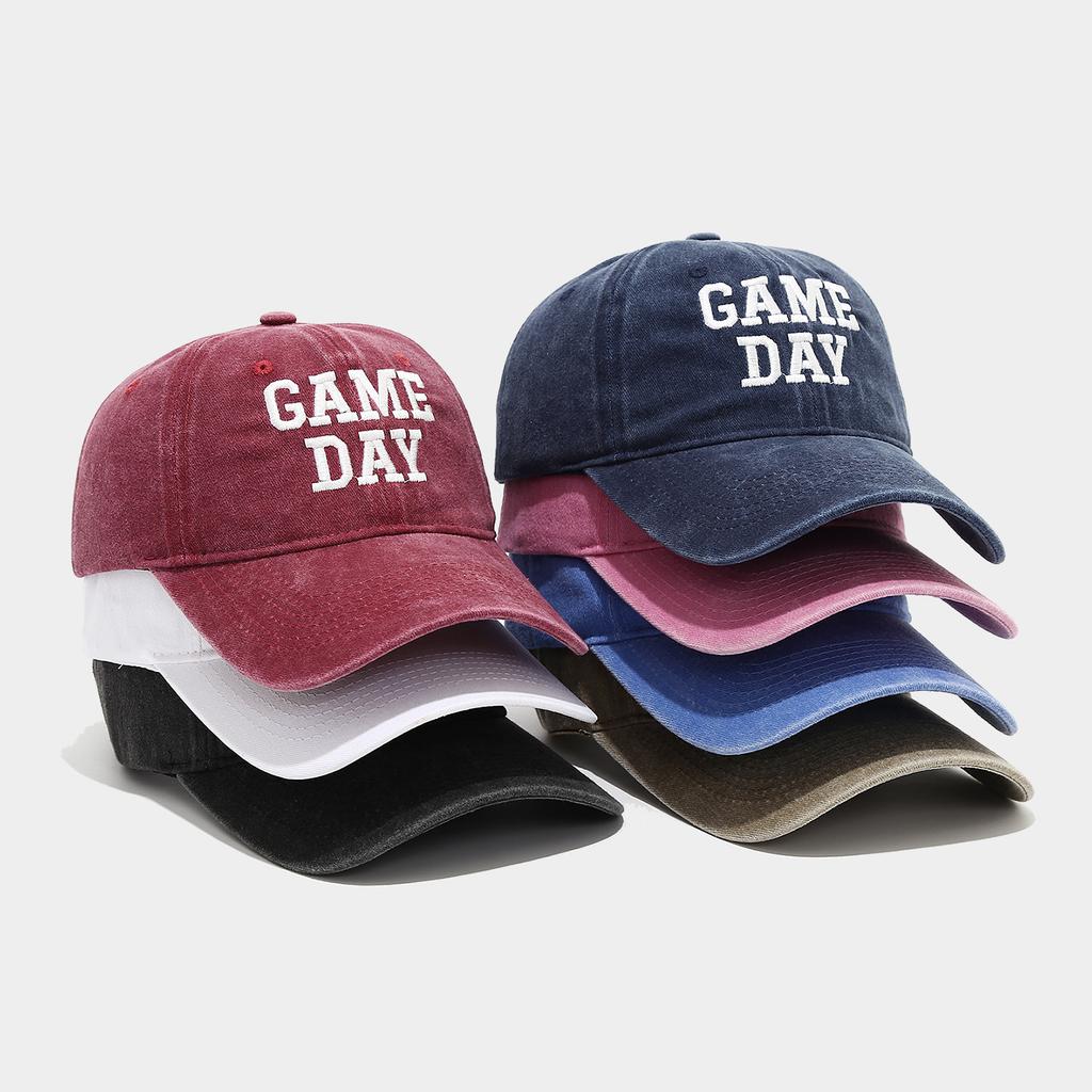 American washed old GAME DAY letter embroidered baseball cap women's street casual cap men's hat