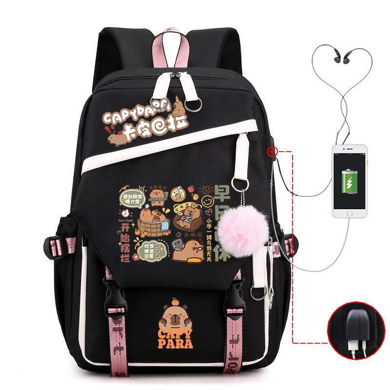 Kapibara fun peripheral printing new schoolbag cute cartoon primary and secondary school students spine backpack