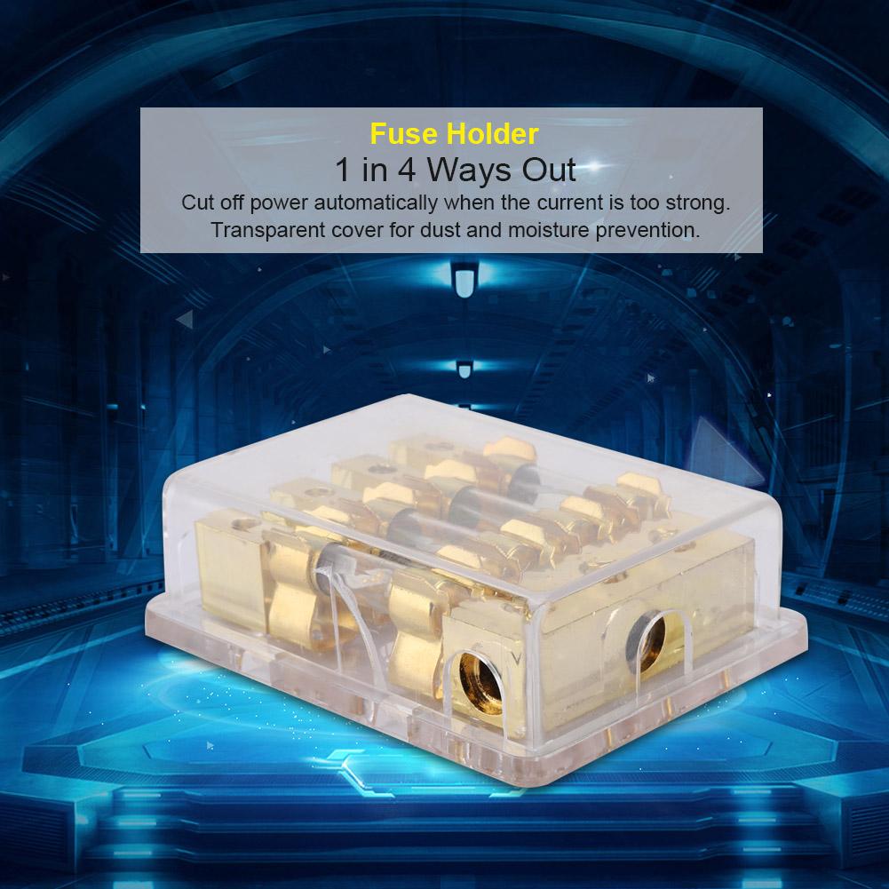 12V 60A Car Auto Stereo Audio Circuit Blade Fuse Holder Box Block 1 In 4 Ways Out