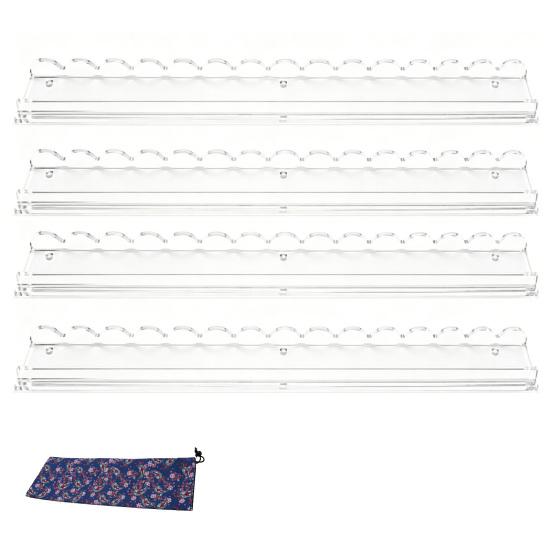 1/4Pcs Mahjong Rack with Magnetic Pusher & Storage Bag, Scalloped Acrylic Mah Jongg Tile Holder Pusher Bar, Gift for American Mahjong Players