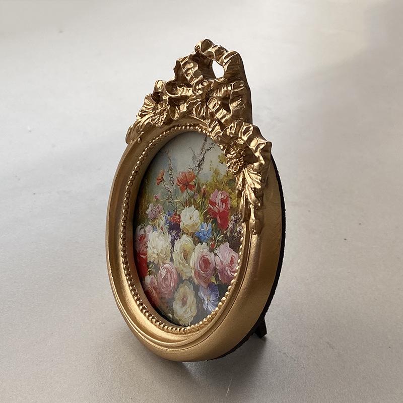 European Bow Resin Wedding Studio Round Photo Frame Ornament Photo Frame 9.5*10.5cm