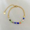 Multicolor Natural Stone Tube Beaded Bracelet Set – Gold Accent Healing Jewelry, Boho Stackable Gift for Women