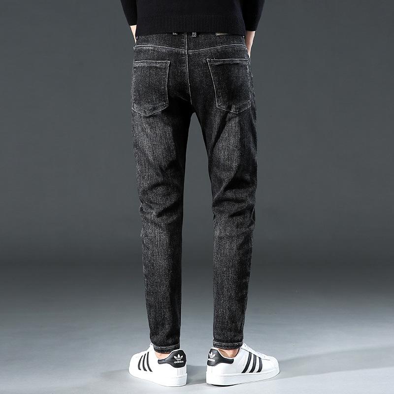 Jeans Men's Trendy Elastic Slim Fitting Small Straight Tube New Korean Version Men's Casual Long Pants