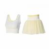 Womens Tennis Skort Set With Built-in Shorts Quick-Dry Breathable Compression Top Running Gym Yoga Sport