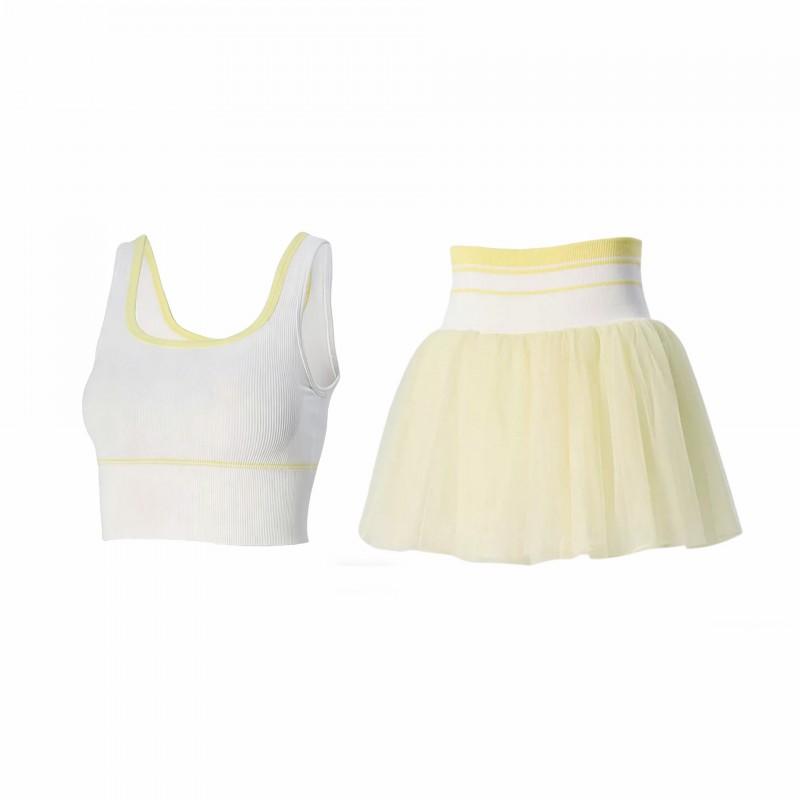 Womens Tennis Skort Set With Built-in Shorts Quick-Dry Breathable Compression Top Running Gym Yoga Sport